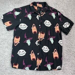 Hot Topic Top Mens Medium Nightmare Before Christmas Tim Burton Button Up Oogie